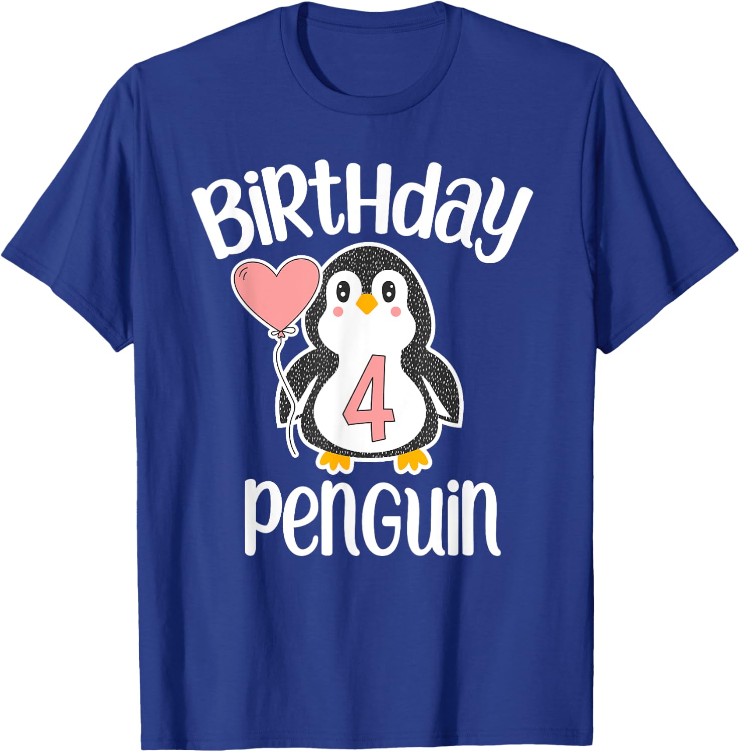4th Birthday Penguin Shirt - 4 Year Old Birthday T-Shirt - T-Shirt | Royal
