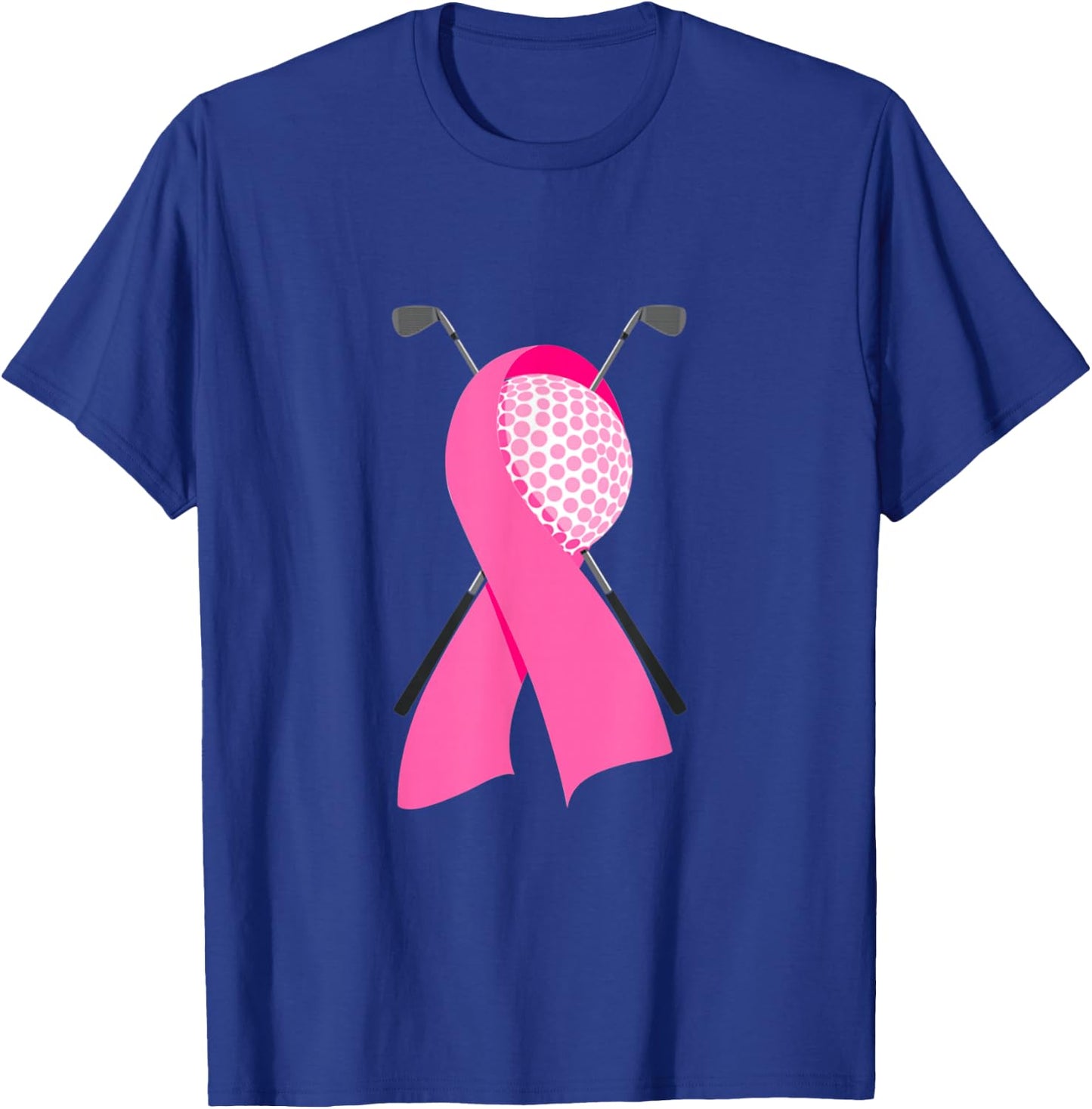 Funny Golf Pink Ribbon Breast Cancer Awareness Support Mom T-Shirt - T-Shirt | Royal