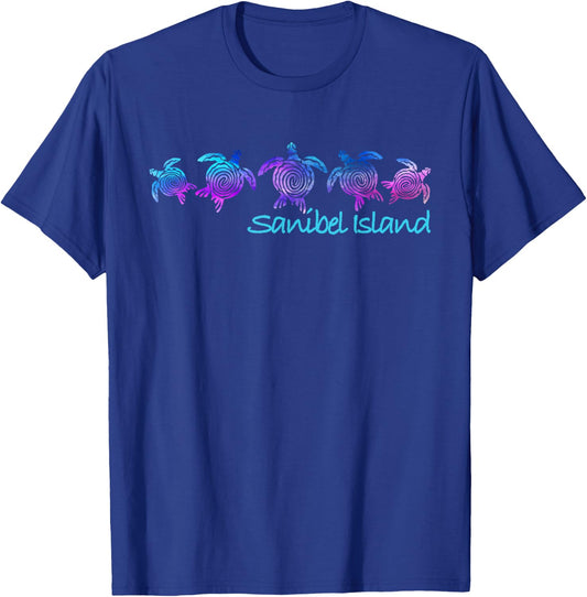Sanibel Island Beach Design / Tribal Turtle Gift T-Shirt - T-Shirt | Royal