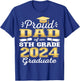 Proud Dad of 2024 8th Grade Graduate Family Middle School T-Shirt - T-Shirt | Royal