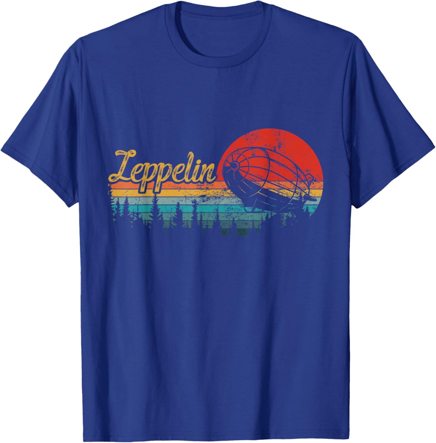 Retro Zeppelin 70s Dirigible Blimp Airship Zepelin Zepplin T-Shirt - T-Shirt | Royal