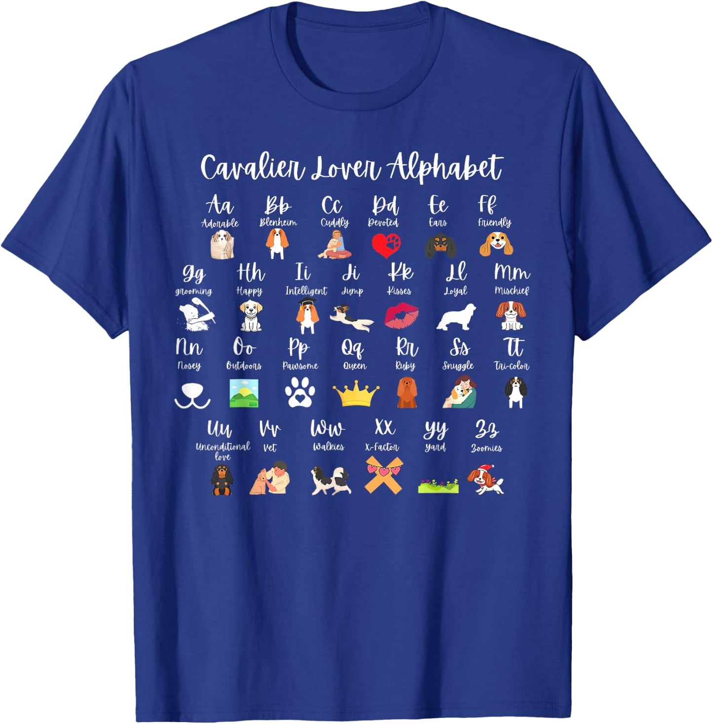 Funny Cavalier King Charles Spaniel Dog Cavalier Alphabet T-Shirt - T-Shirt | Royal