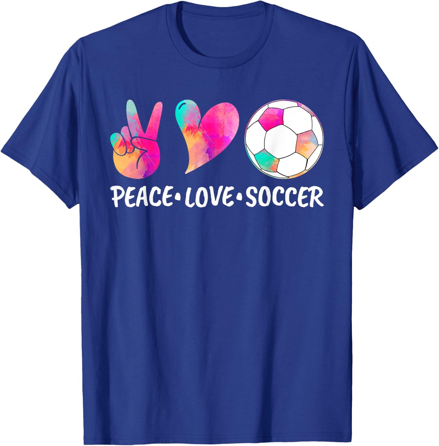 Soccer & Girls, Tie Dye Peace Love Soccer T-Shirt - T-Shirt | Royal