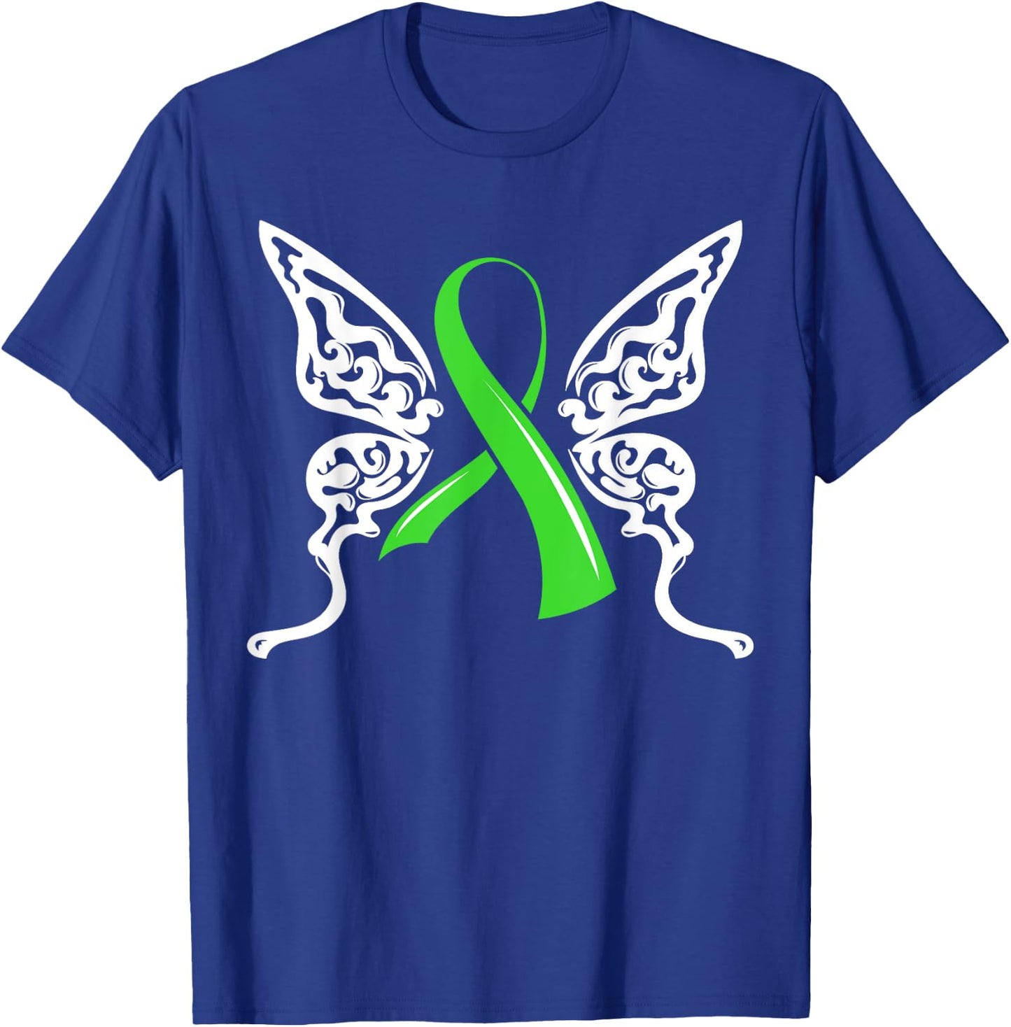 Butterfly Green Ribbon Non-Hodgkin Lymphoma Lymphocytes T-Shirt - T-Shirt | Royal