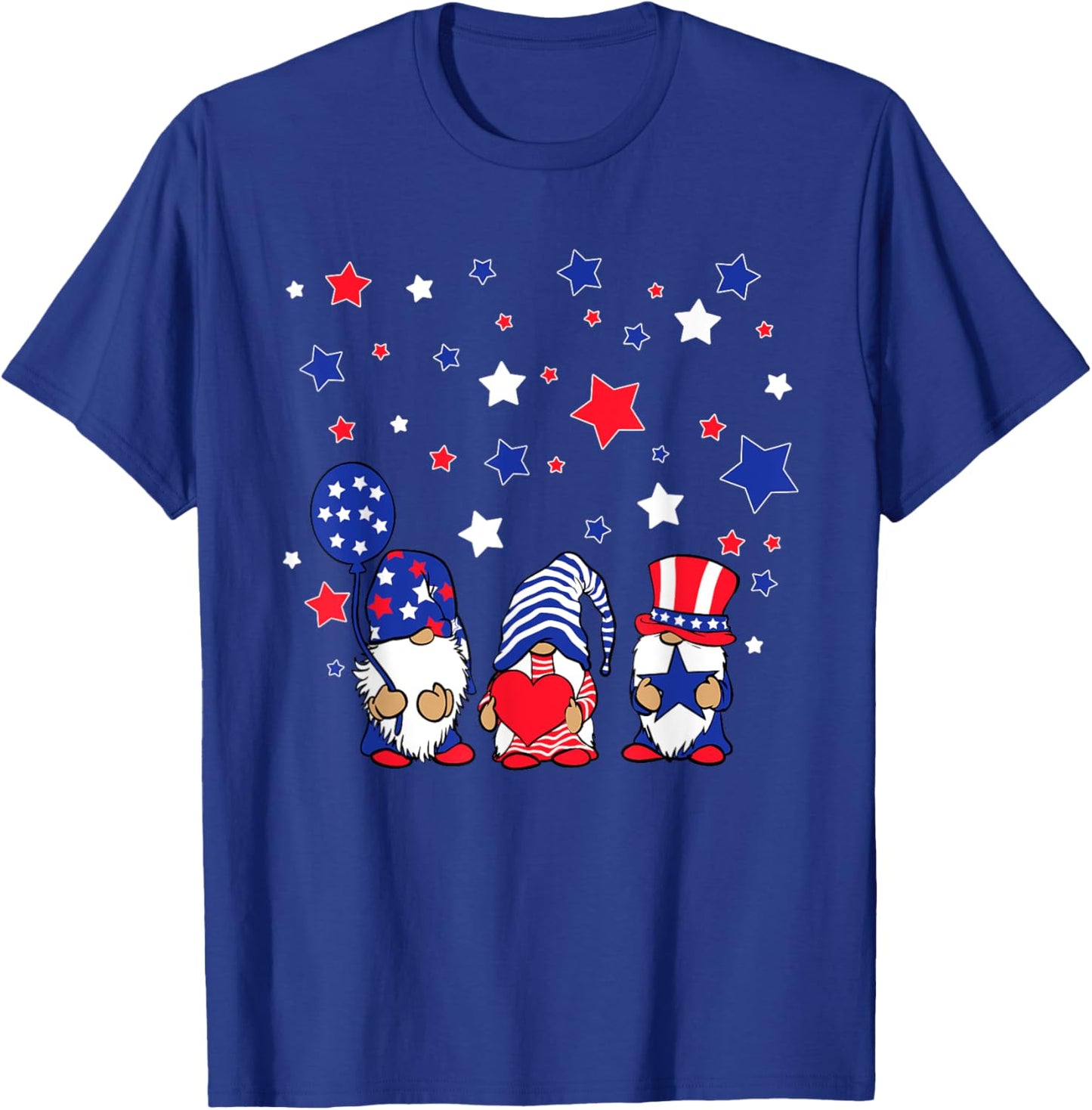 Three Gnomes 4th Of July Red White and Blue Women Men T-Shirt - T-Shirt | Royal