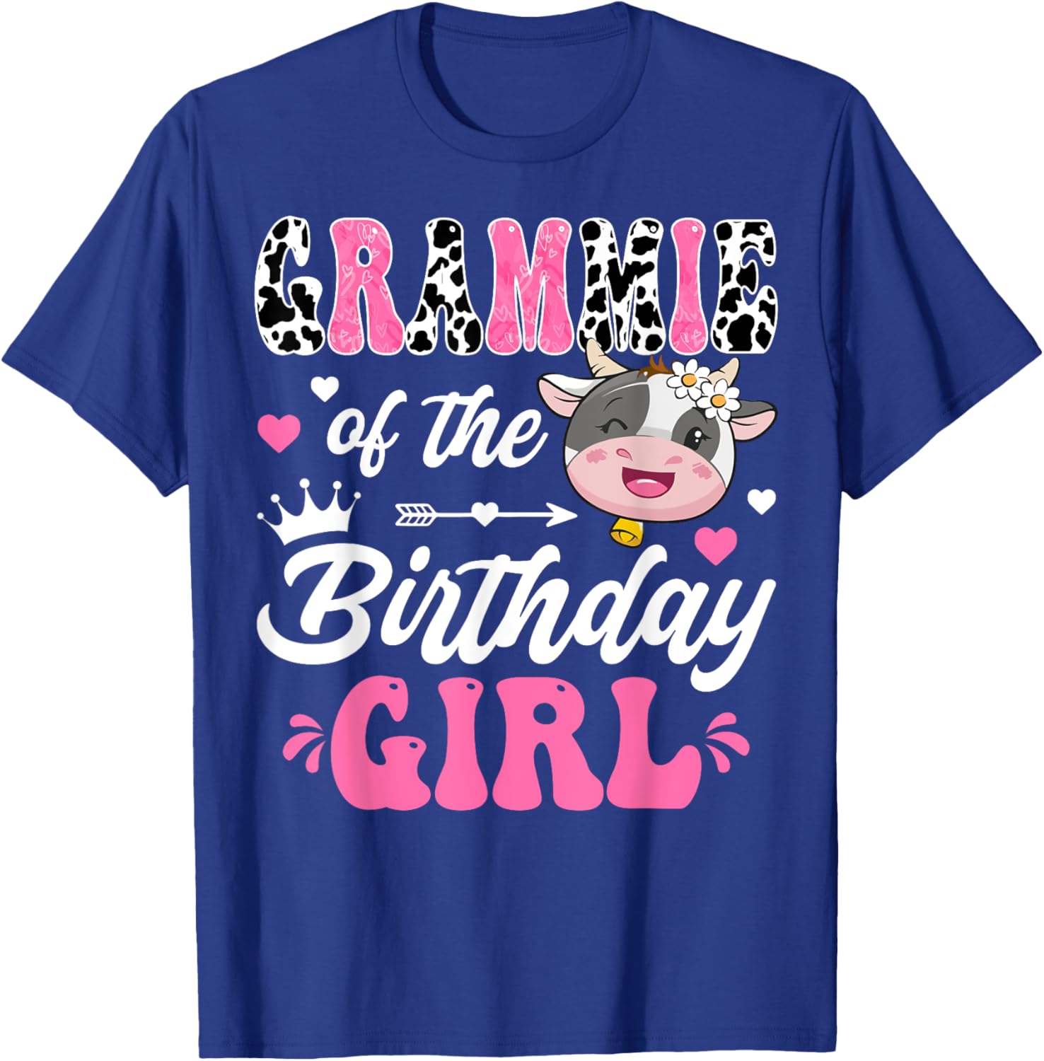 Grammie Of The Birthday Girl Cute Cow Farm 1St Birthday T-Shirt - T-Shirt | Royal