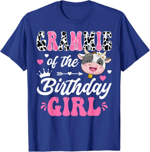 Grammie Of The Birthday Girl Cute Cow Farm 1St Birthday T-Shirt - T-Shirt | Royal