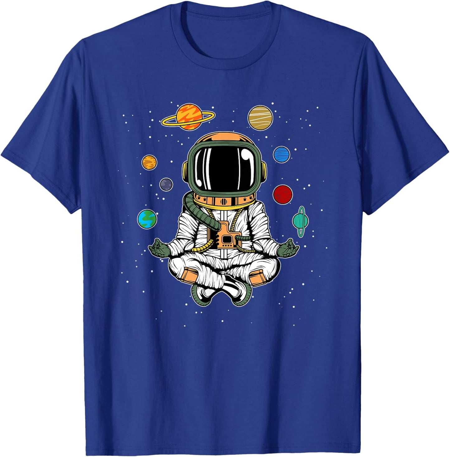 Funny Yoga Meditating Astronaut Yogist Gift Men Women Kids T-Shirt - T-Shirt | Royal
