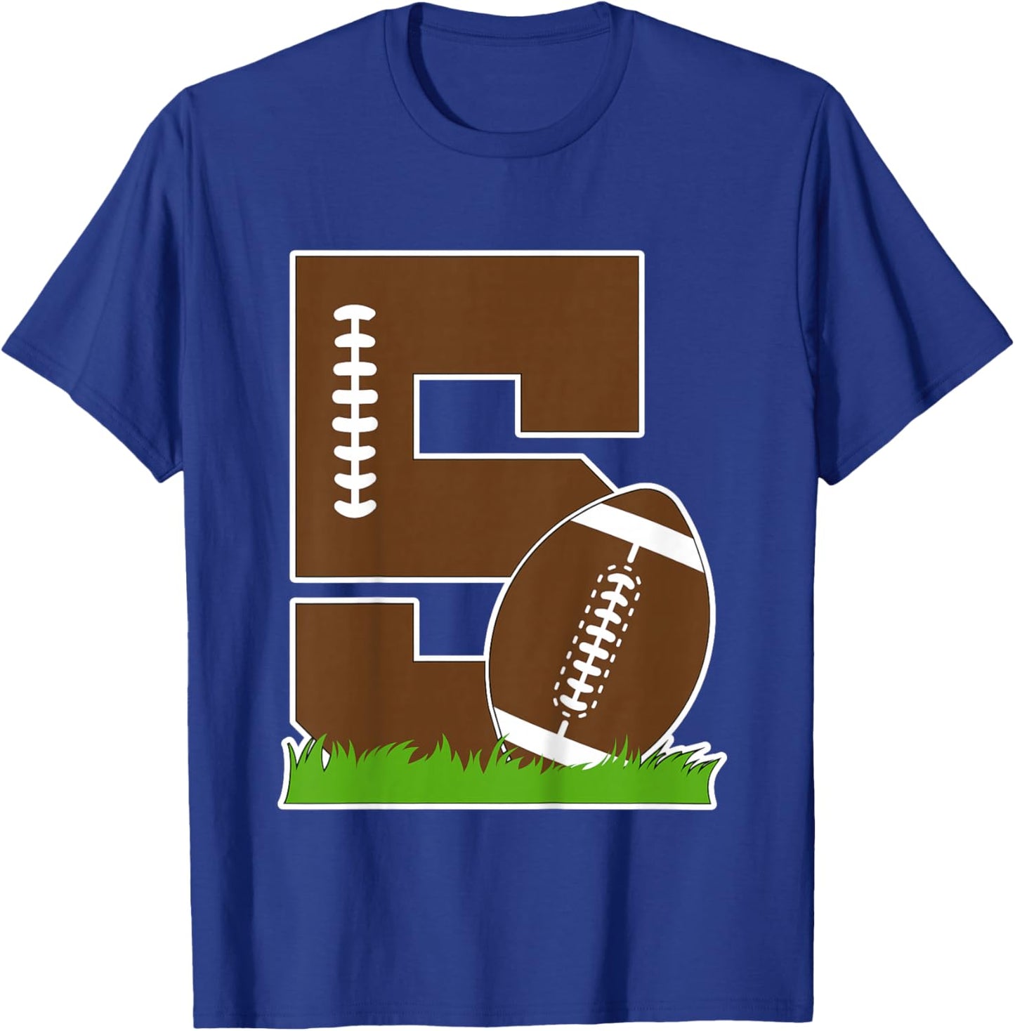 Kids 5th Birthday Football Boy Five Year Old Football Player T-Shirt - T-Shirt | Royal