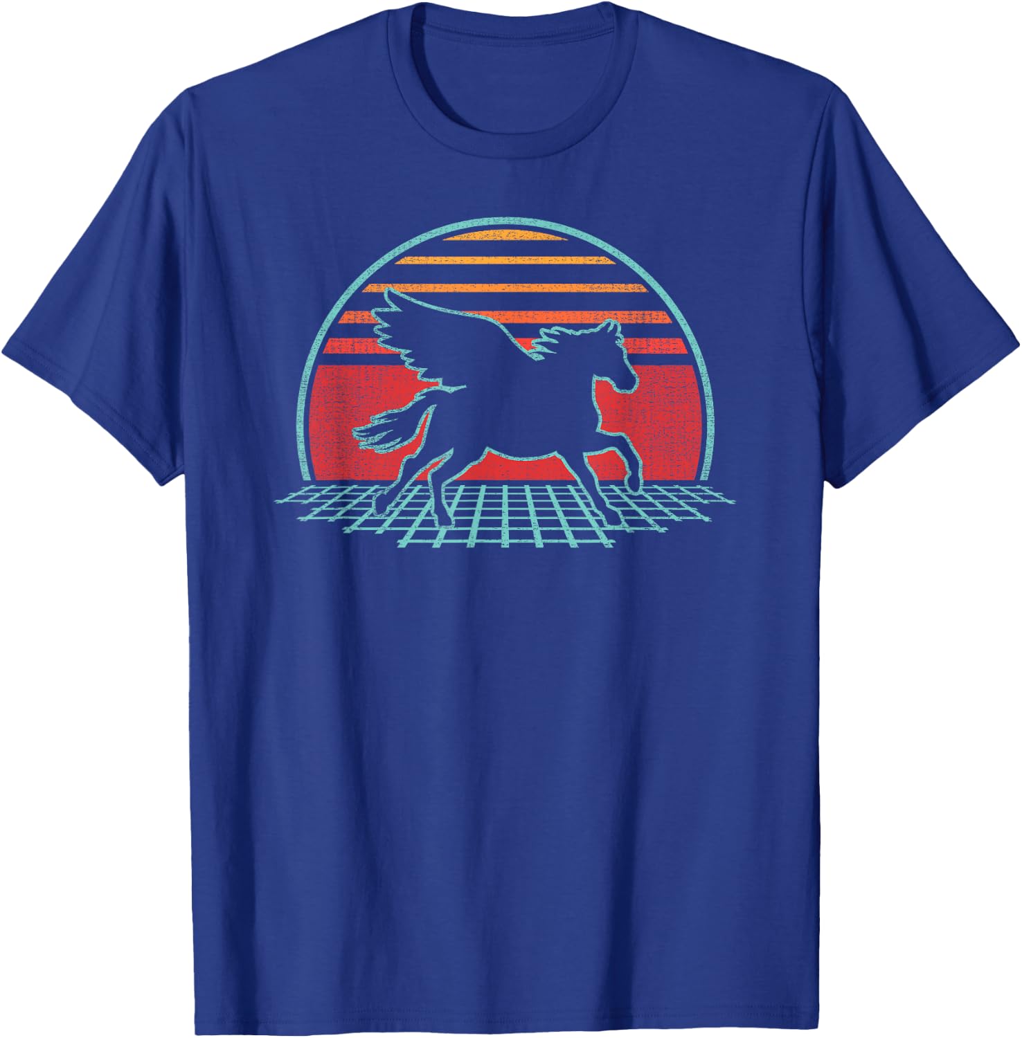 Pegasus Horse Lover Retro Vintage 80s Style Gift T-Shirt - T-Shirt | Royal