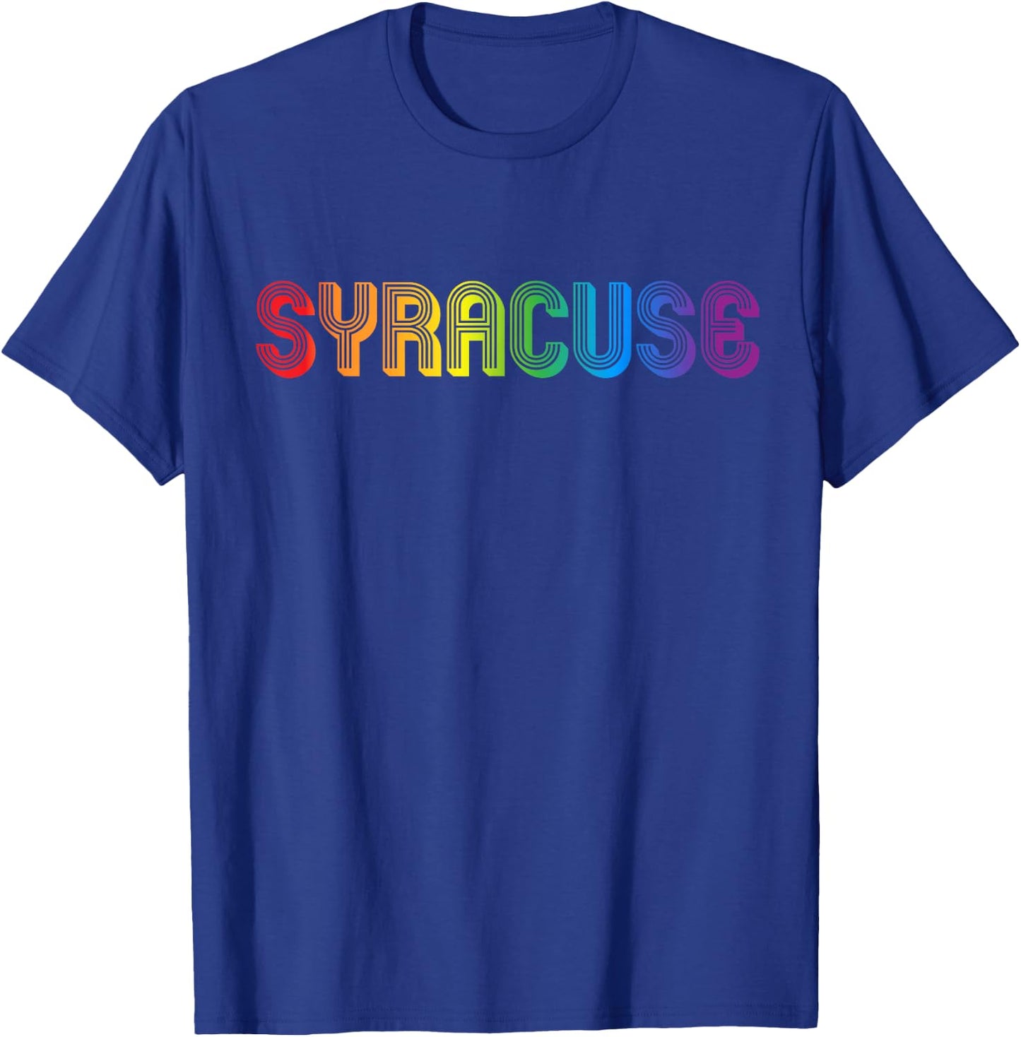 Syracuse City Gay Pride Rainbow Word Design T-Shirt - T-Shirt | Royal