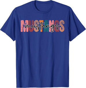 Mustangs School Sports Fan Team Spirit T-Shirt - T-Shirt | Royal