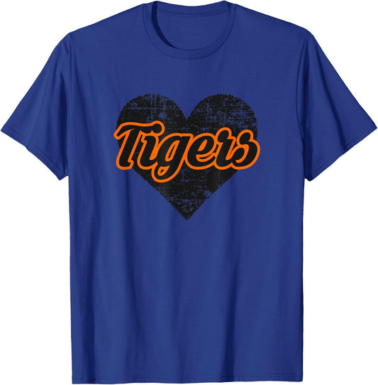 Marshfield Tigers Over Heart T-Shirt - T-Shirt | Royal