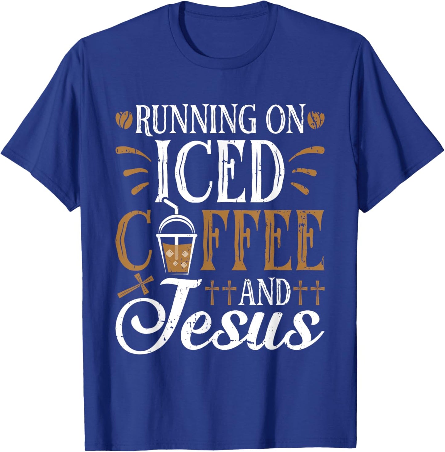 Running On Iced Coffee and Jesus Cold Brew Christian T-Shirt - T-Shirt | Royal