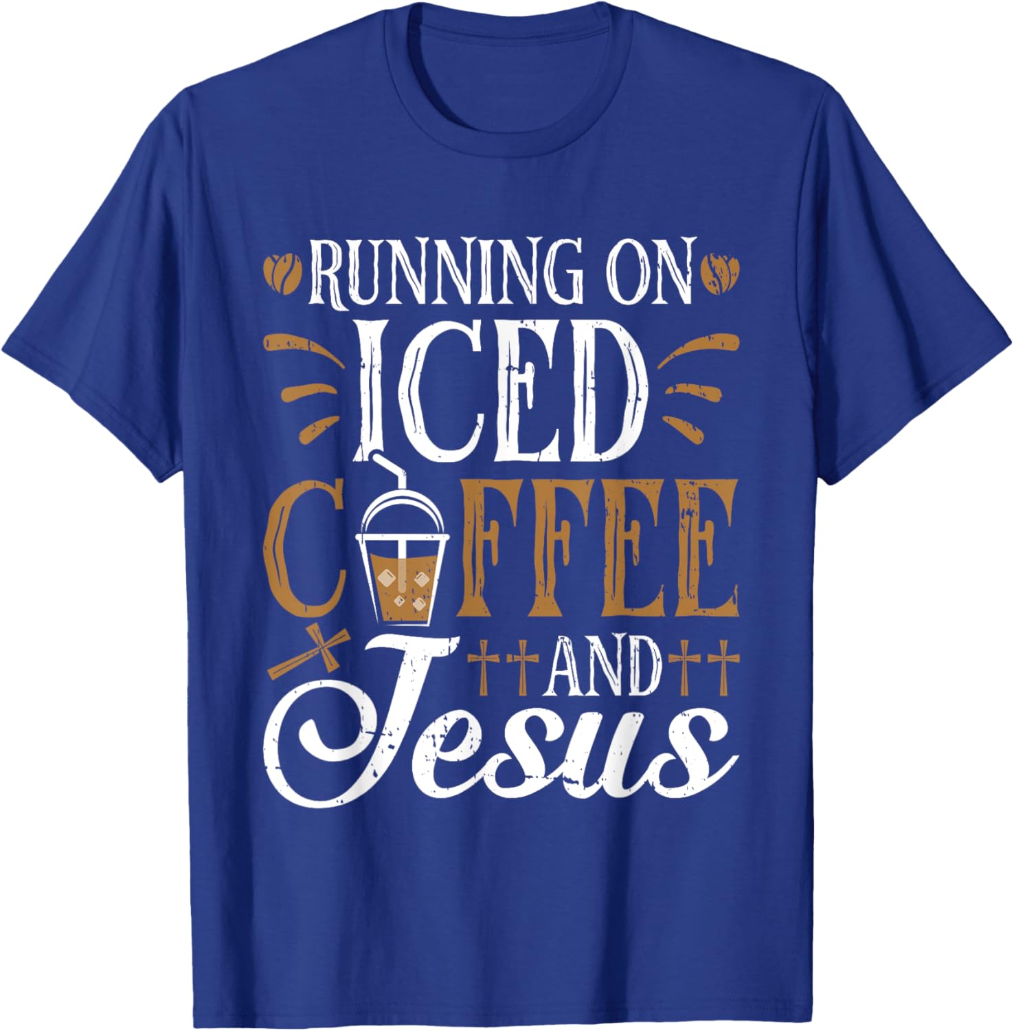 Running On Iced Coffee and Jesus Cold Brew Christian T-Shirt - T-Shirt | Royal