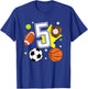 Kids 5th Birthday Sports Birthday Theme 5 Year Old Boy T-Shirt - T-Shirt | Royal
