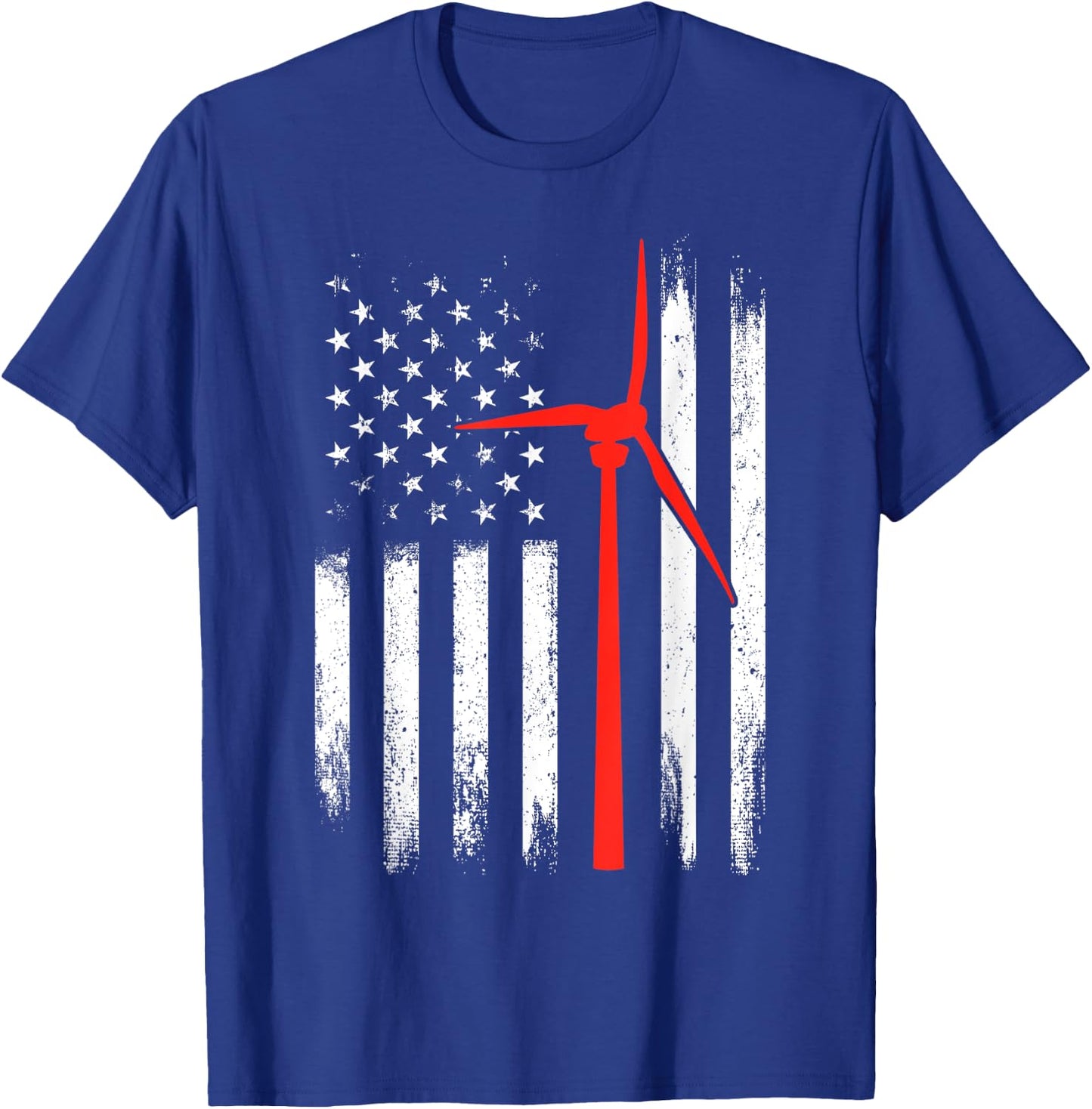Wind Turbine Technician Shirt American Flag Gifts T-Shirt - T-Shirt | Royal