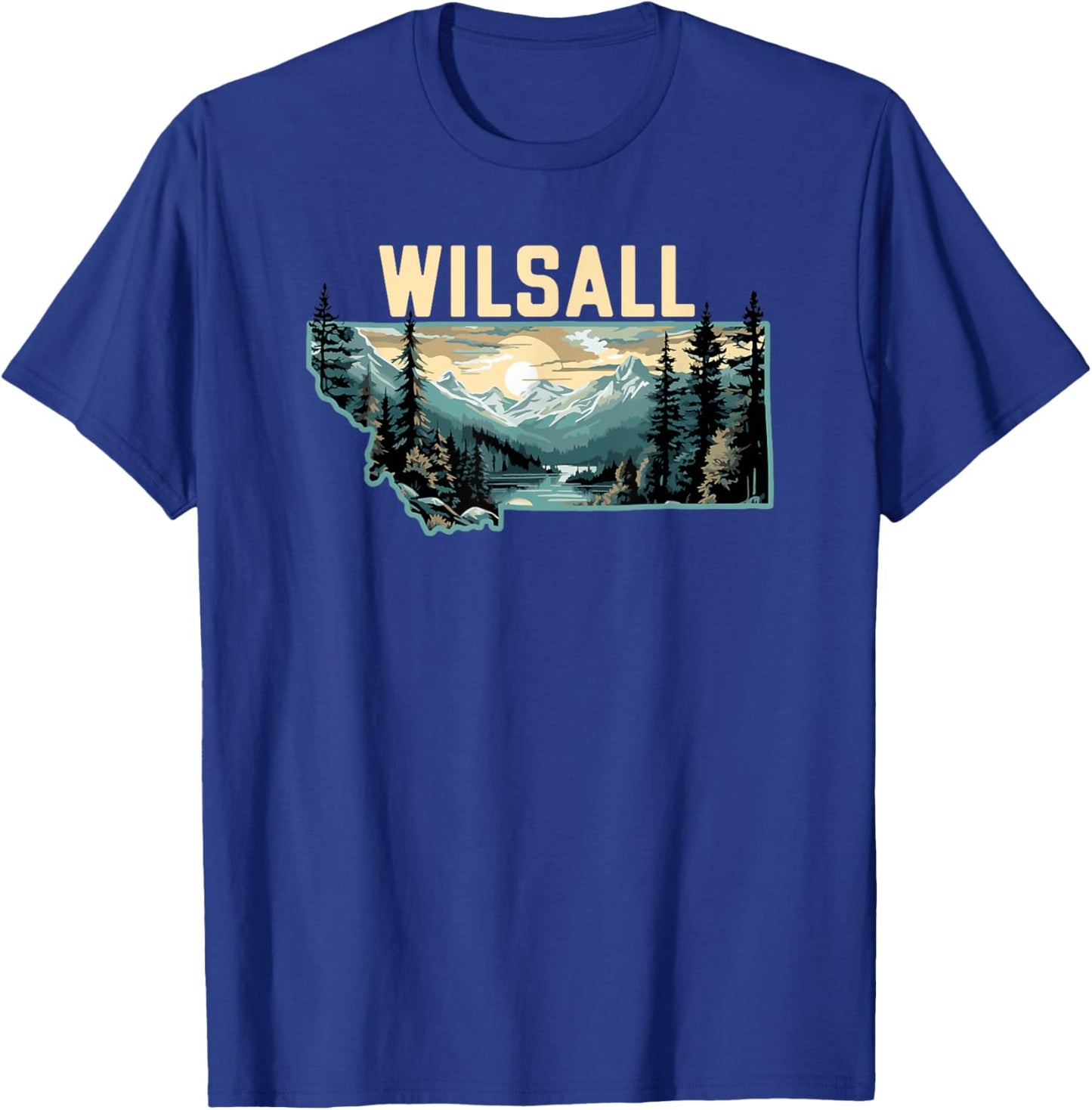 Wilsall Montana Outdoor Art Retro Hiking T-Shirt - T-Shirt | Royal