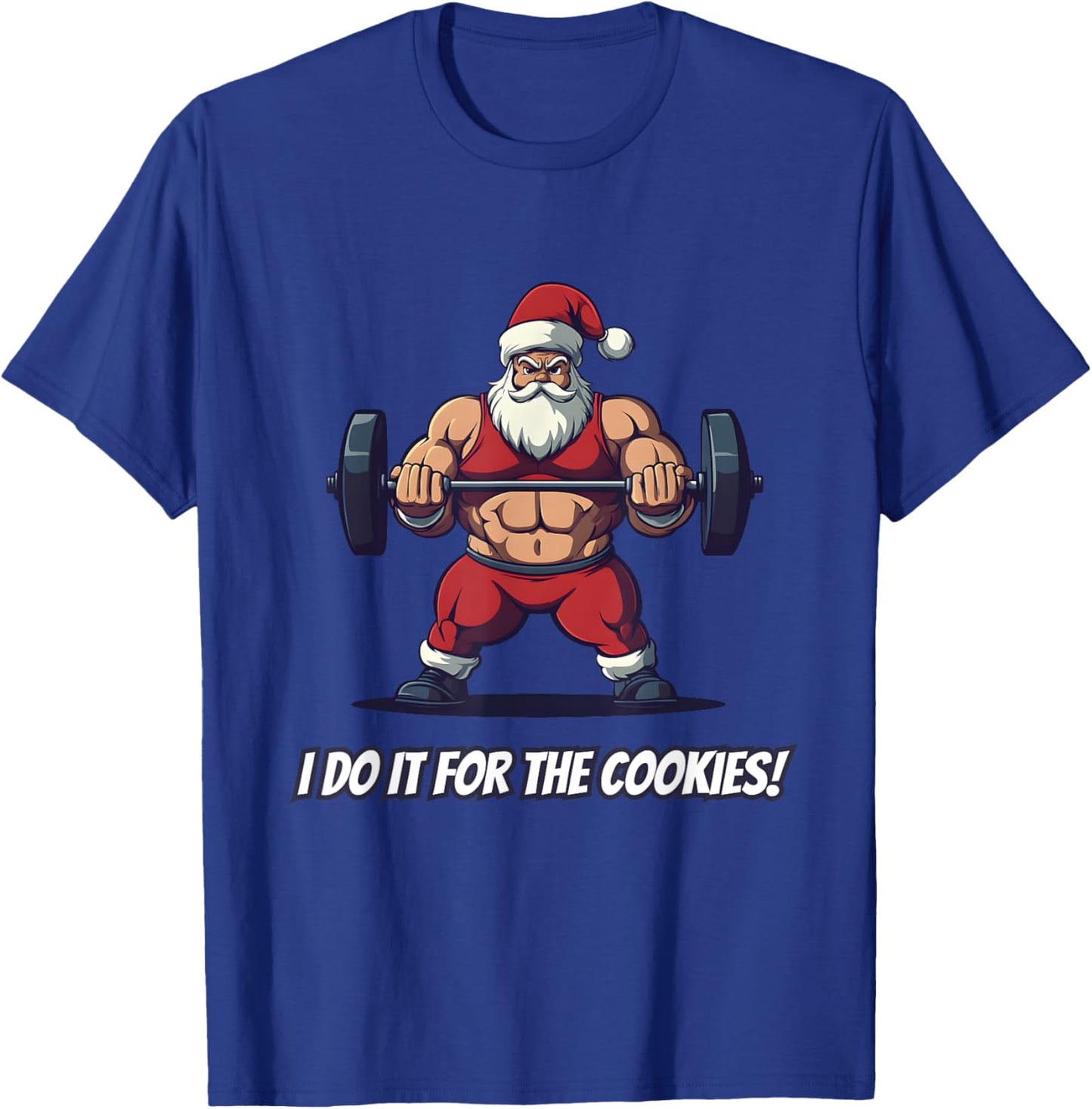 Santa Fitness Weightlifting Christmas Gym Cookies T-Shirt - T-Shirt | Royal