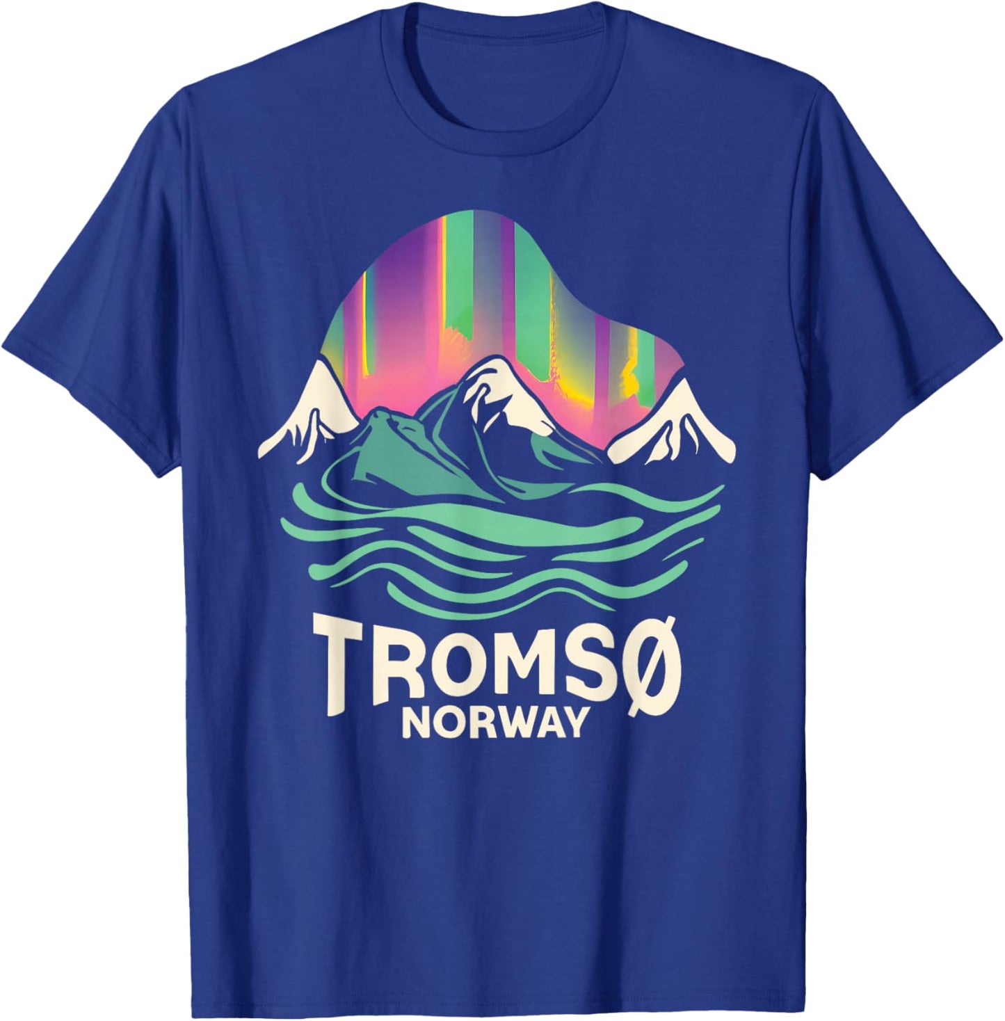Tromso Norway Norwegian Northern Lights Snow Retro Oslo T-Shirt - T-Shirt | Royal