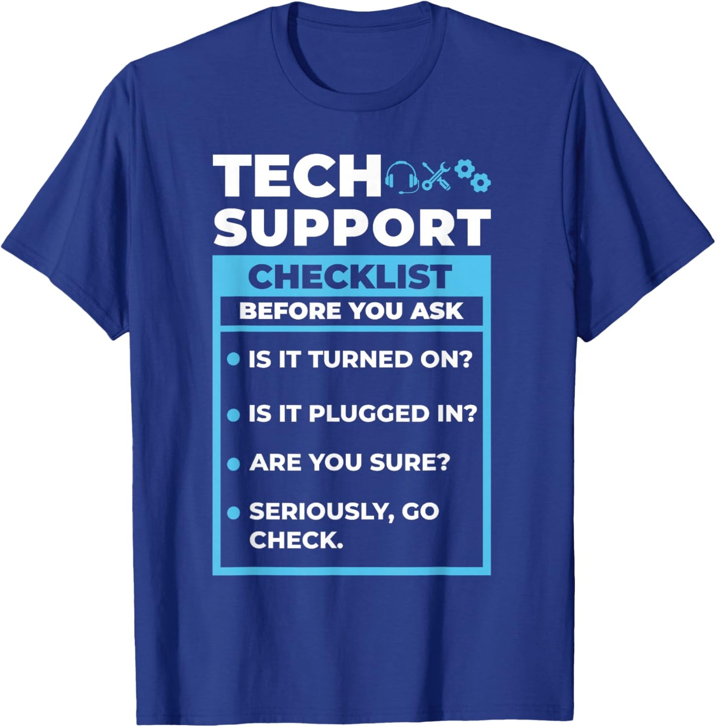 Tech Support Checklist Men's T Funny Sysadmin IT department T-Shirt - T-Shirt | Royal