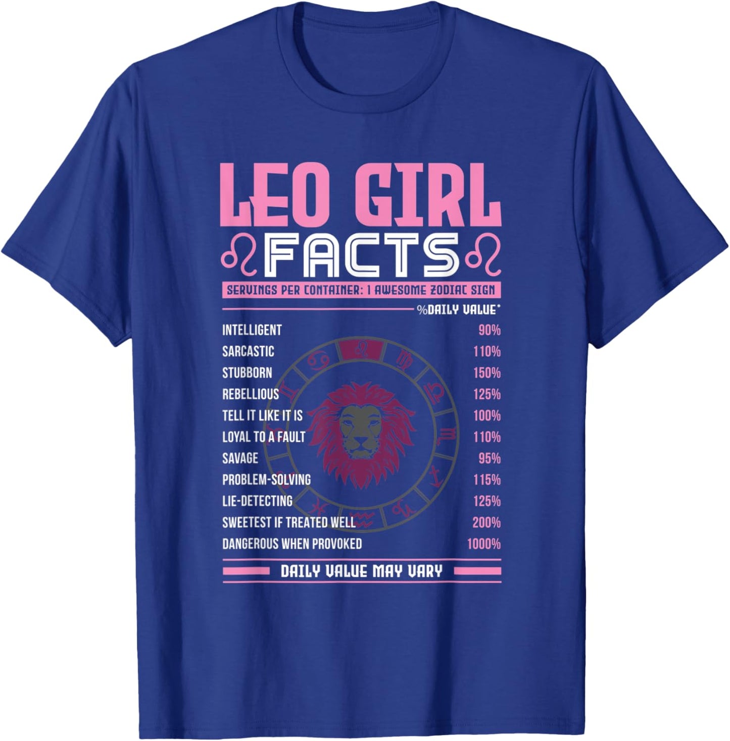 Leo Girl Zodiac Sign Facts Traits Horoscope Zodiac T-Shirt - T-Shirt | Royal