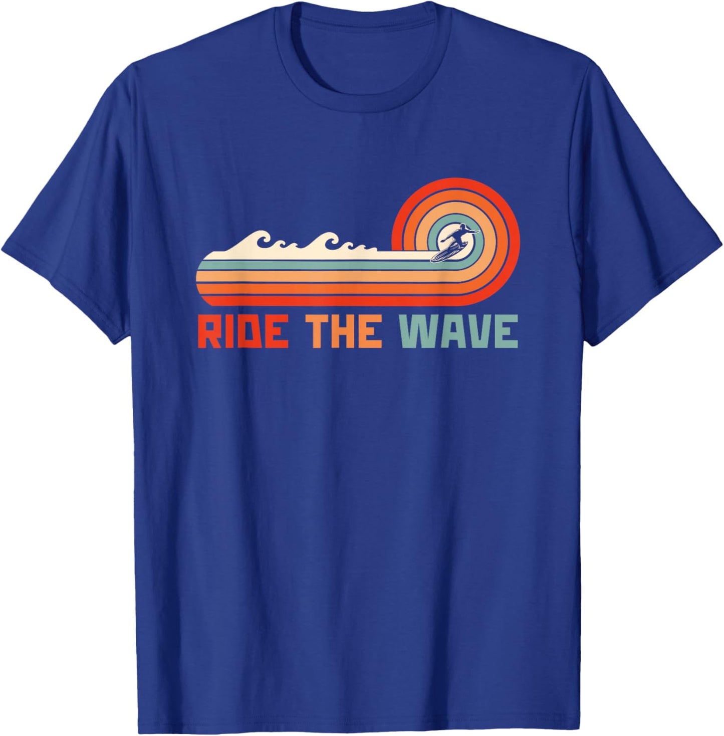 Ride The Wave Retro Surfer Surfing T-Shirt - T-Shirt | Royal