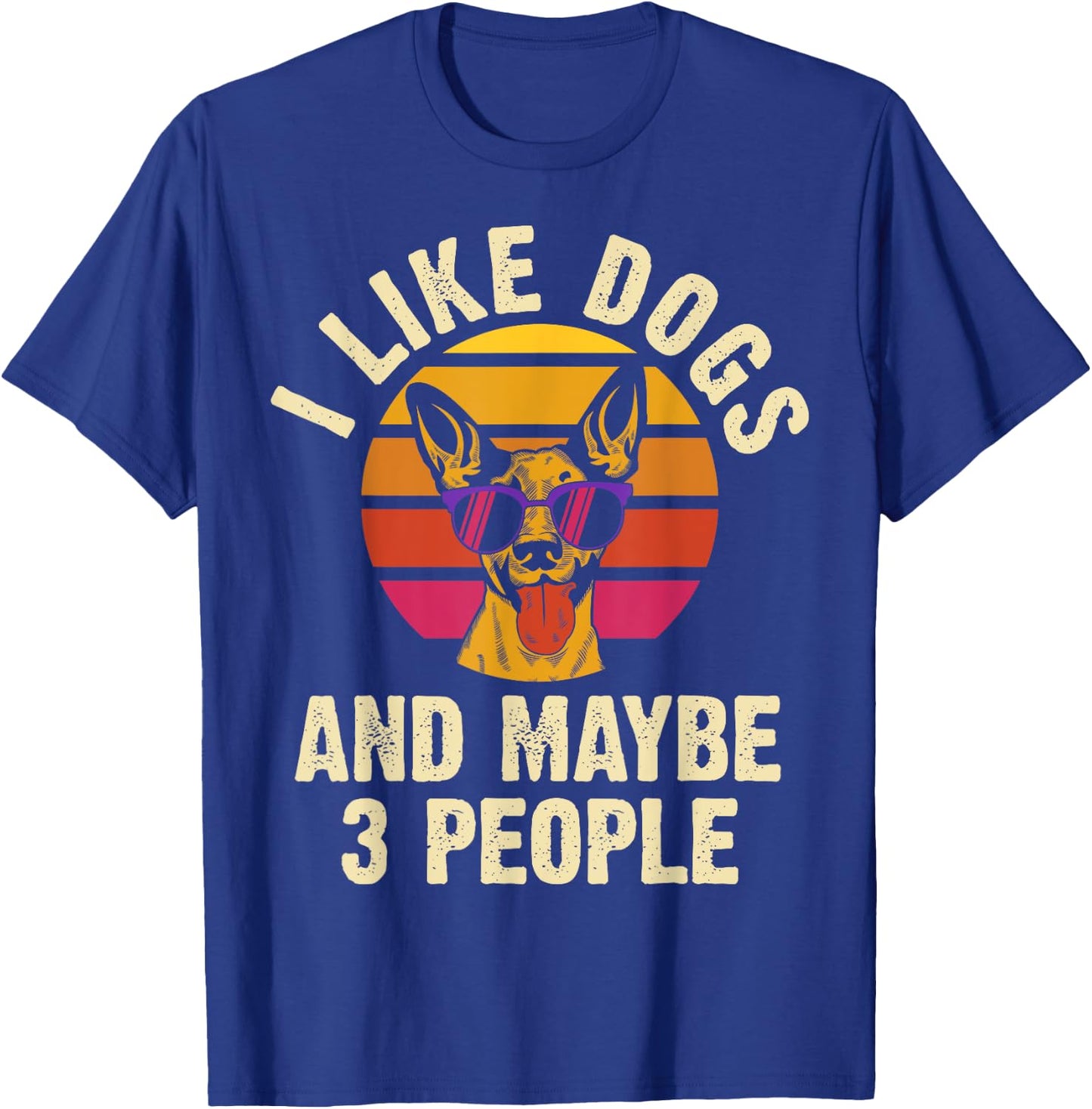 I like Dogs and maybe 3 people funny vintage dog themed gift Men Women Girls Kids T-Shirt - T-Shirt | Royal