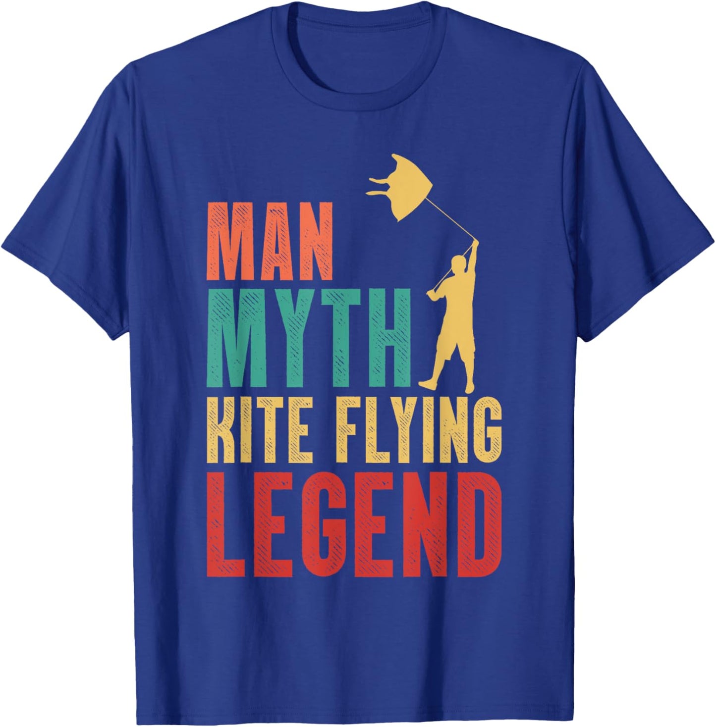 Man Myth Kite Flying Legend Kite Climbing Stunt Kite -Adults Black Short Sleeve Small T-Shirt - T-Shirt | Royal