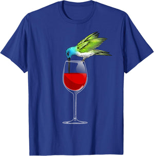 Cool Hummingbird Women Wine Glass Animal Bird Lover T-Shirt - T-Shirt | Royal