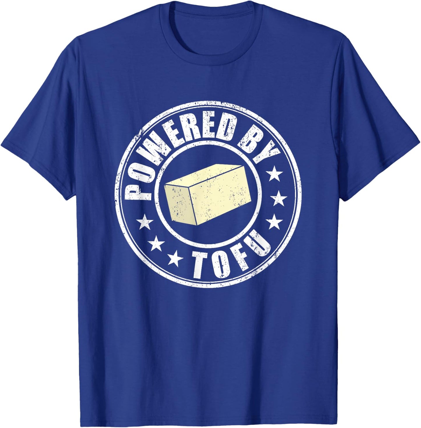 Powered By Tofu Vegan Meatless Vegetarian Funny to-fu T-Shirt - T-Shirt | Royal