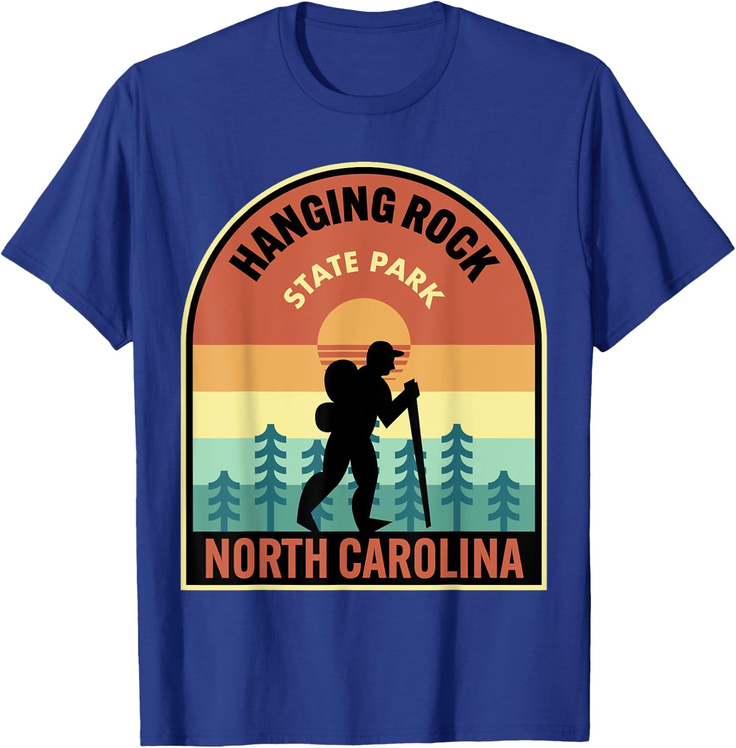 Hanging Rock State Park North Carolina Retro Hiking T-Shirt - T-Shirt | Royal
