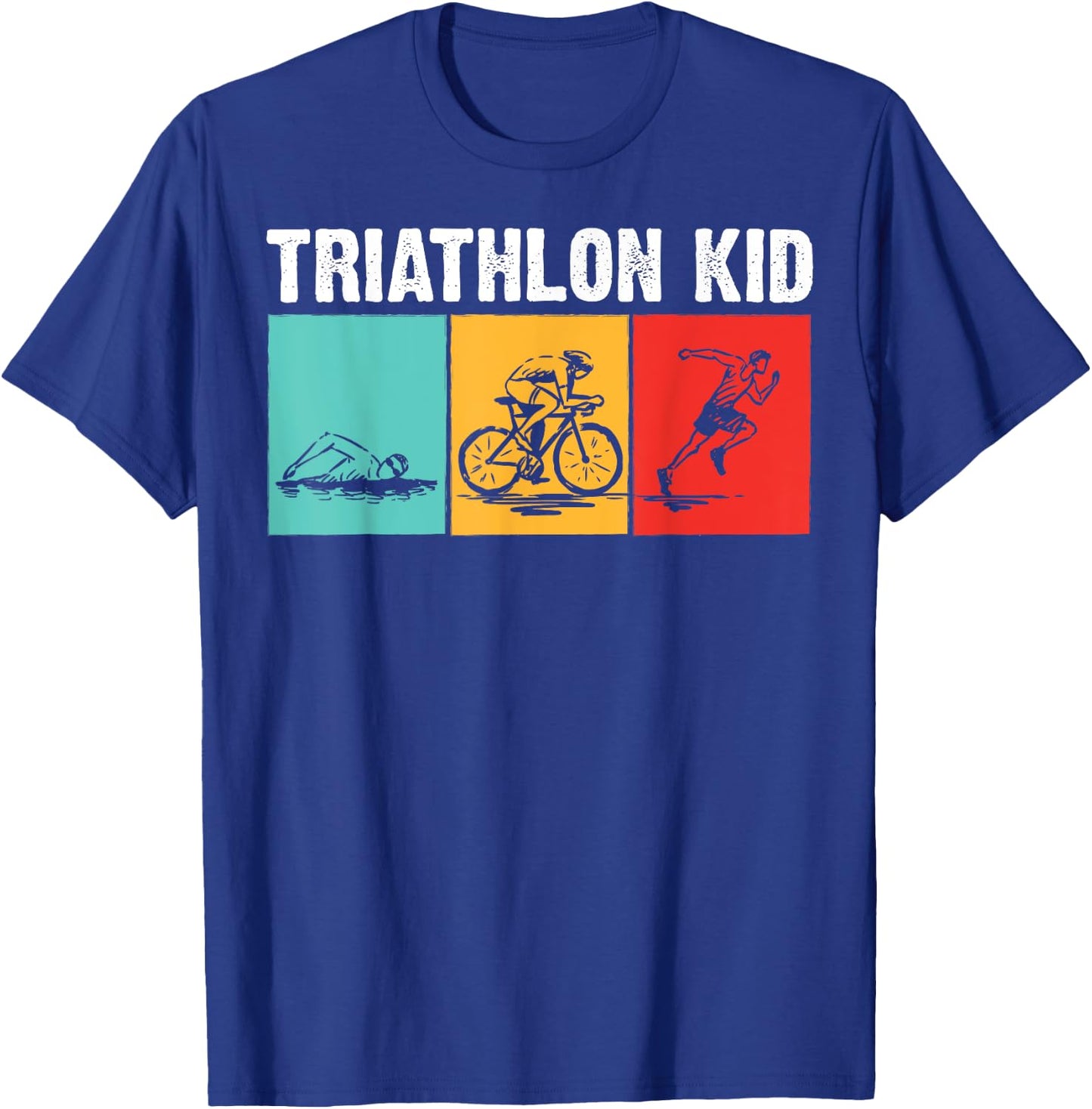 Cool Triathlon For Kids Boys Swimming Running Swim Bike Run T-Shirt - T-Shirt | Royal