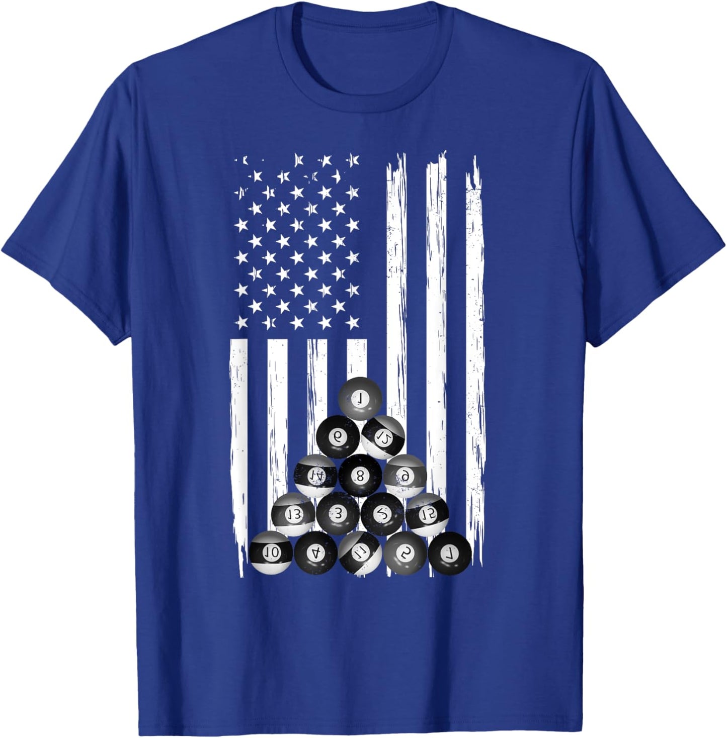 Pool USA American Flag Billiard Vintage Pool Player T-Shirt - T-Shirt | Royal