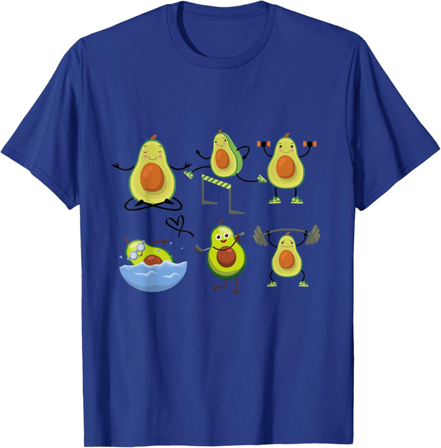 Funny Avocado Yoga Fitness Funny Exercising Gym Avocado T-Shirt - T-Shirt | Royal