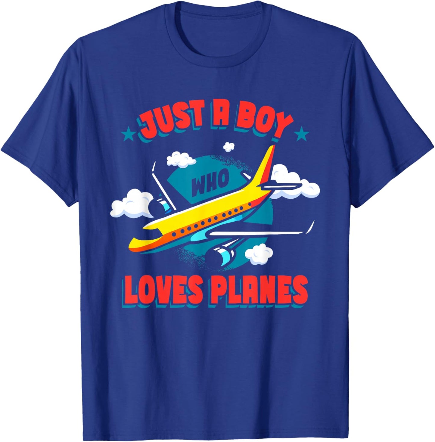 Just A Boy Who Loves Planes Airplane Kids Pilot T-Shirt - T-Shirt | Royal