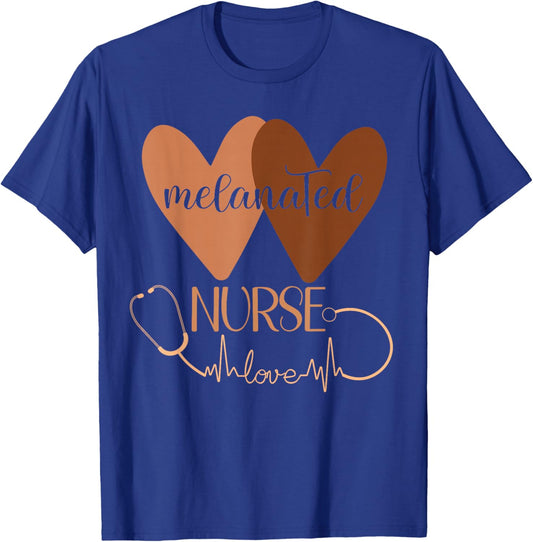 Black Nurse Melanated Woman Black History Month Nursing Crew T-Shirt - T-Shirt | Royal