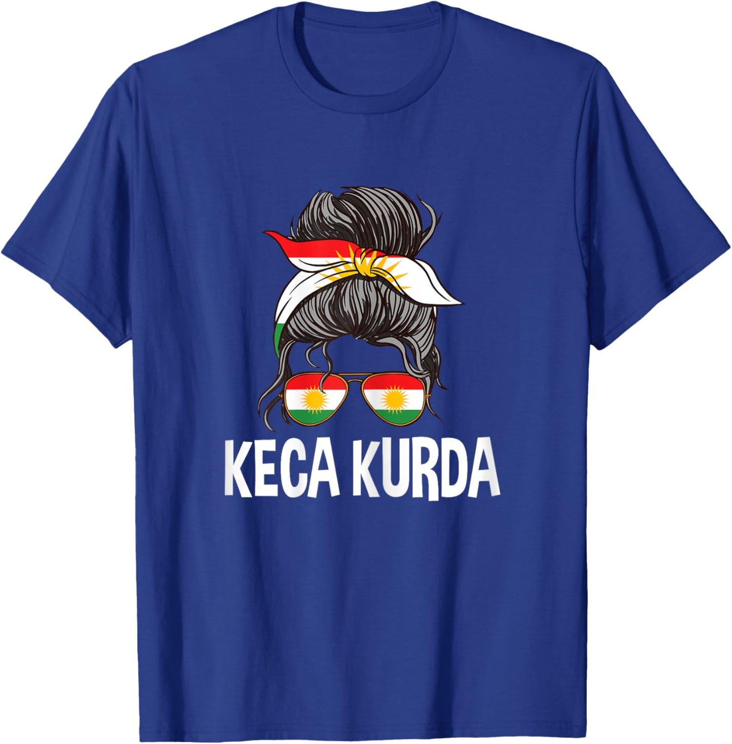 Keca Kurda Kurdish Girl Messy Hair Bun Kurdistan Women Pride T-Shirt - T-Shirt | Royal
