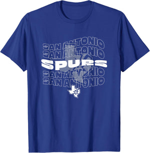 NBA San Antonio Spurs Wave Outline Team Logo T-Shirt - T-Shirt | Royal