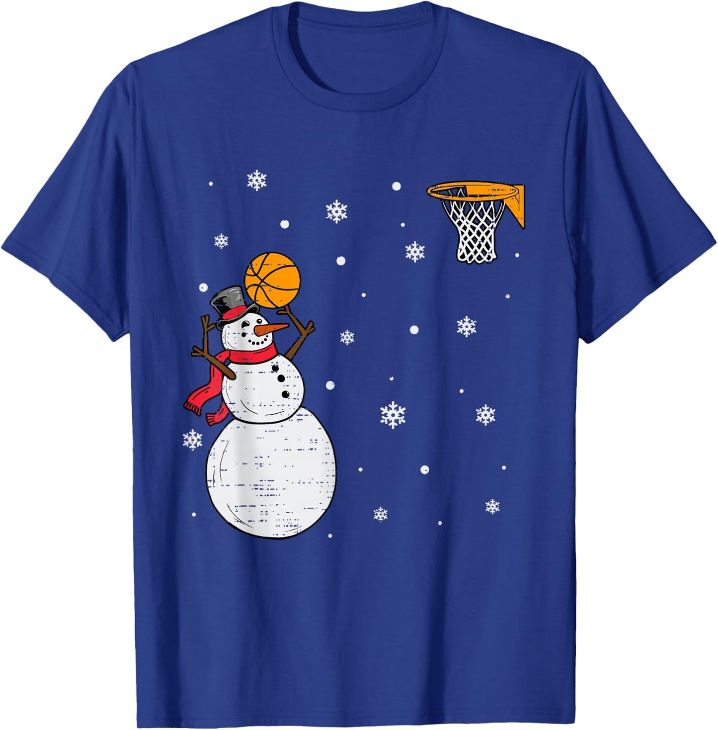 Funny Snowman Basketball Christmas Xmas Sports Men Boys Kids T-Shirt - T-Shirt | Royal