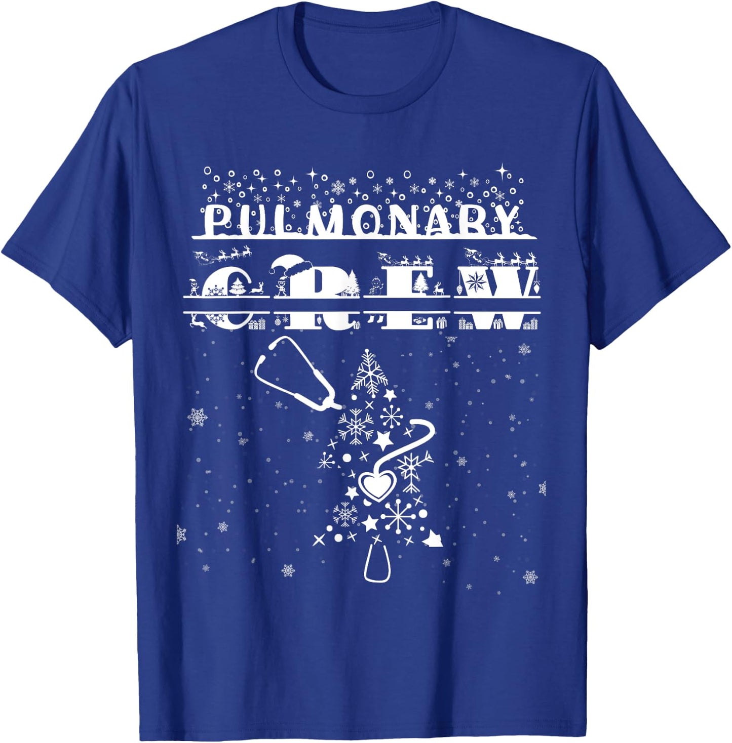 Christmas Pulmonary Nurse Shirt Lung Crew Stethoscope Tree T-Shirt - T-Shirt | Royal