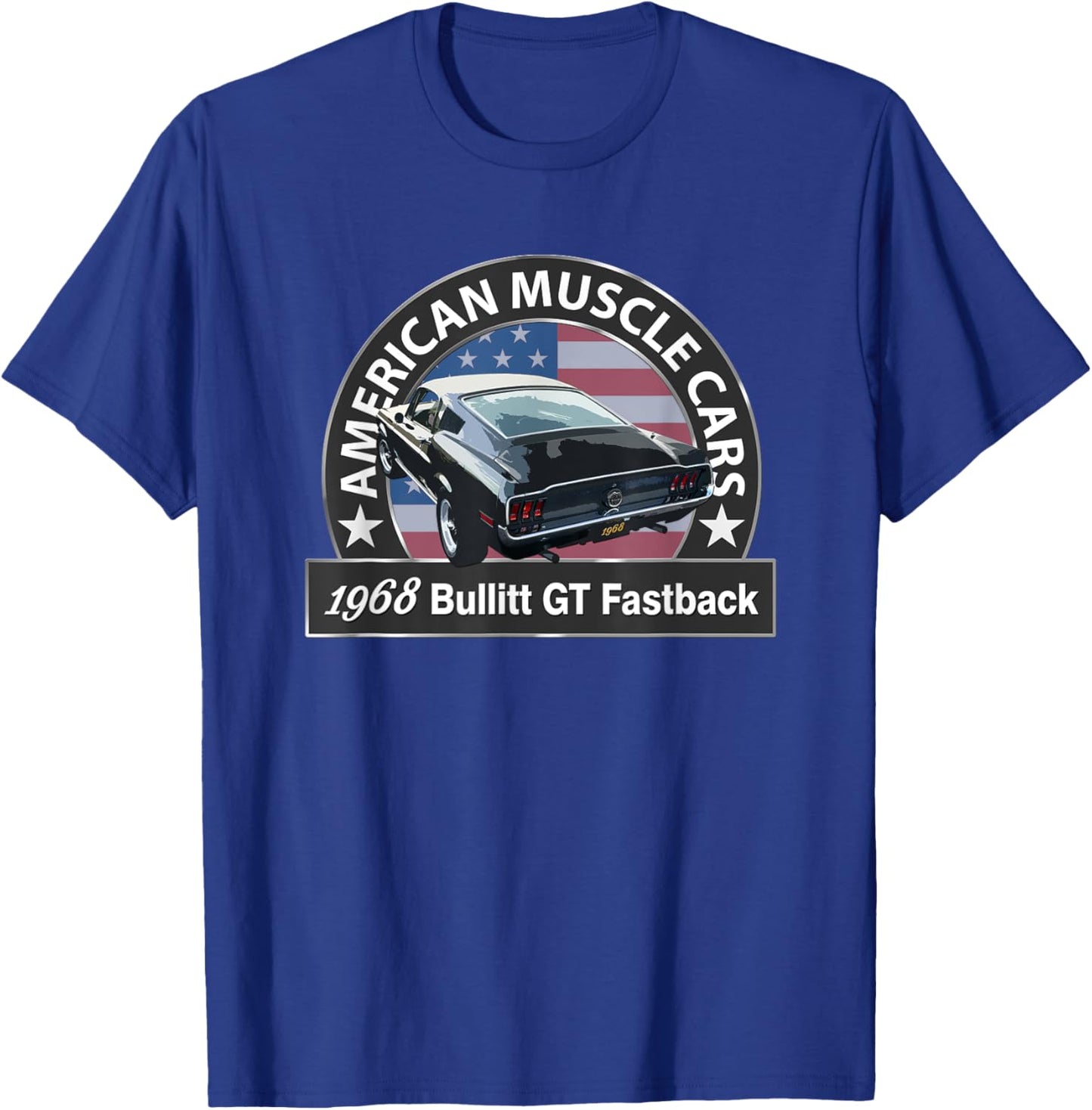1968 Bullitt Gt Fastback, American Muscle Cars, Classic Cars T-Shirt - T-Shirt | Royal