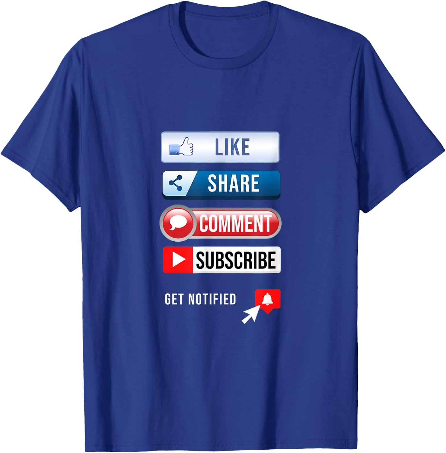 Social Media Like Share Comment Subscribe Vlogger T-Shirt - T-Shirt | Royal