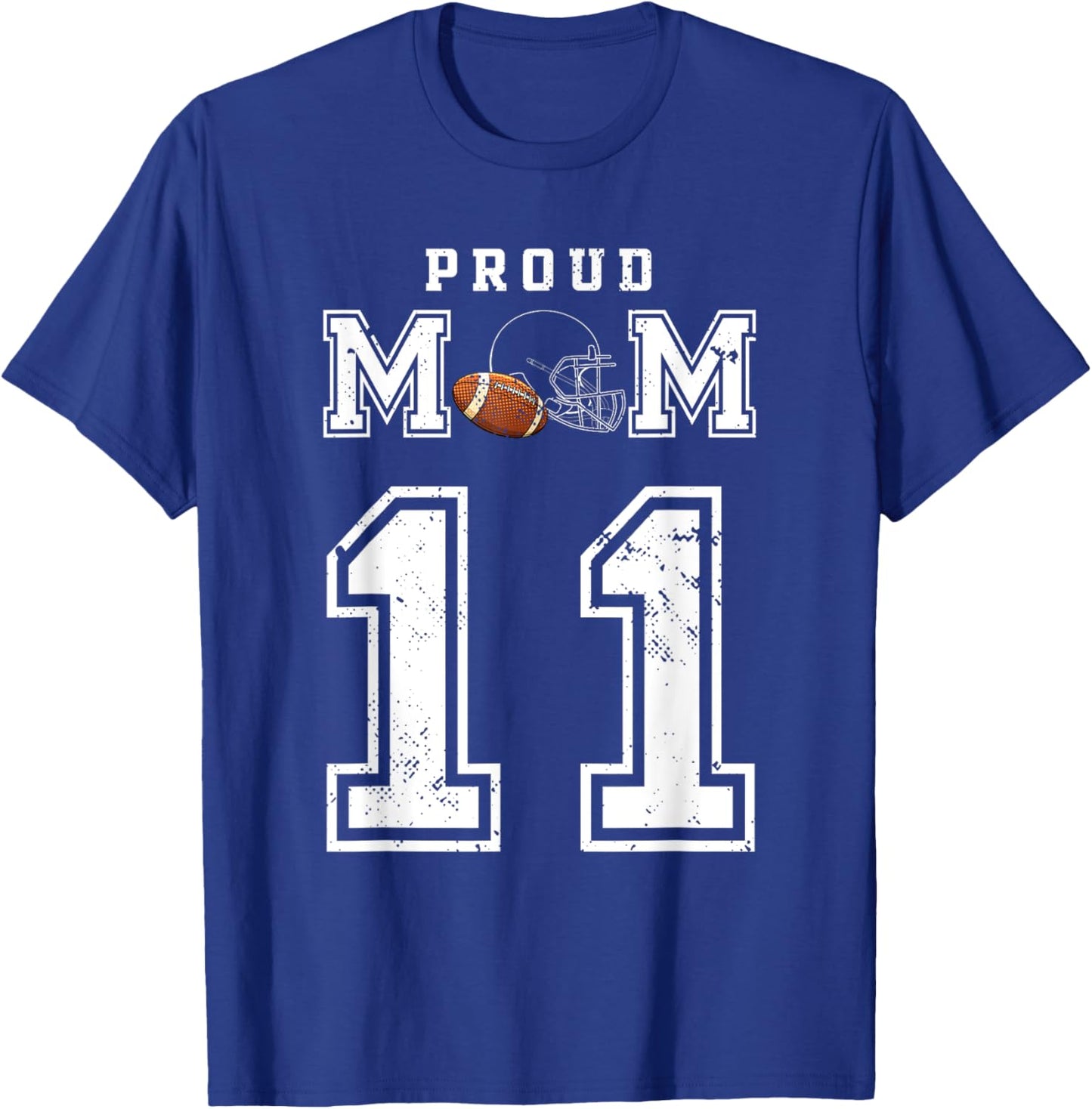Custom Proud Football Mom Number 11 Personalized T-Shirt - T-Shirt | Royal