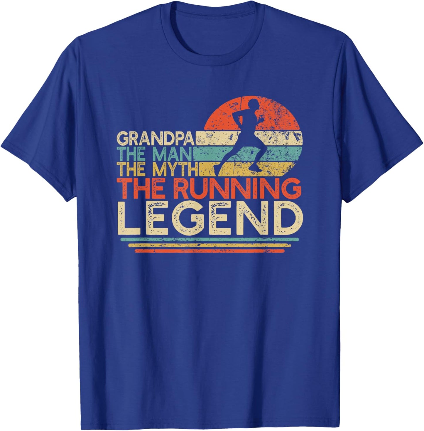 Vintage Running Grandpa Man Myth Legend Marathon Runner Gift T-Shirt - T-Shirt | Royal