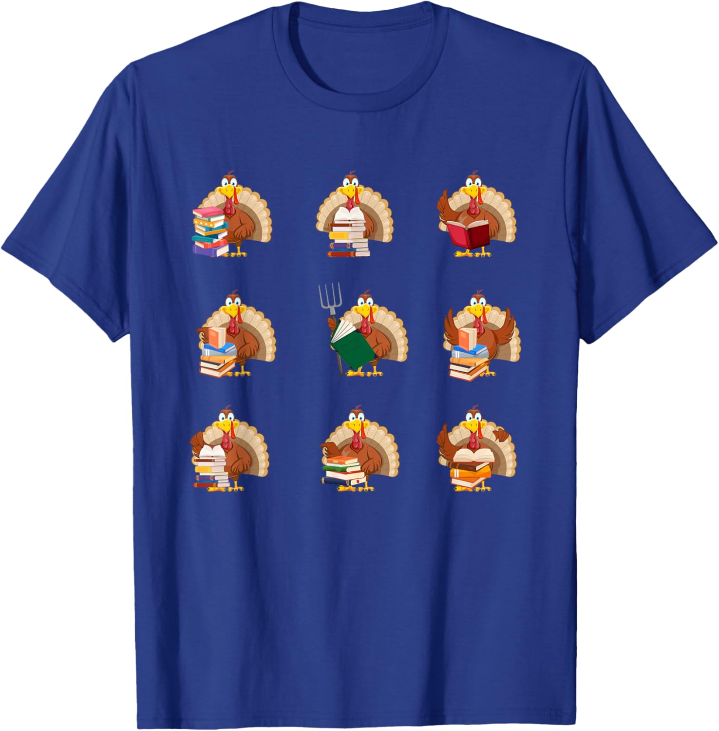Turkey Reading Teacher Thanksgiving Librarian Book Lover T-Shirt - T-Shirt | Royal