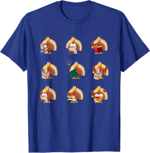 Turkey Reading Teacher Thanksgiving Librarian Book Lover T-Shirt - T-Shirt | Royal