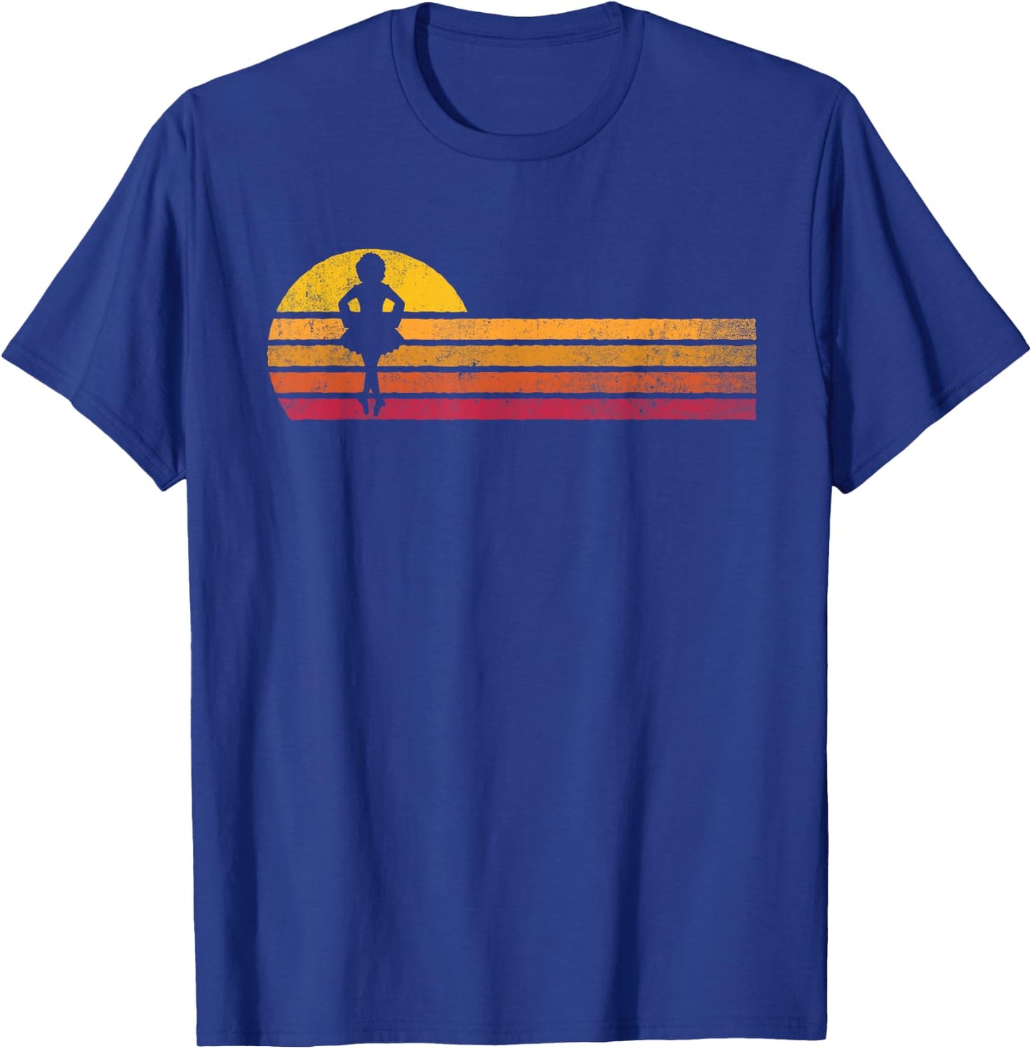 Vintage Style Irish Dance Silhouette Retro Sunset Distressed T-Shirt - T-Shirt | Royal