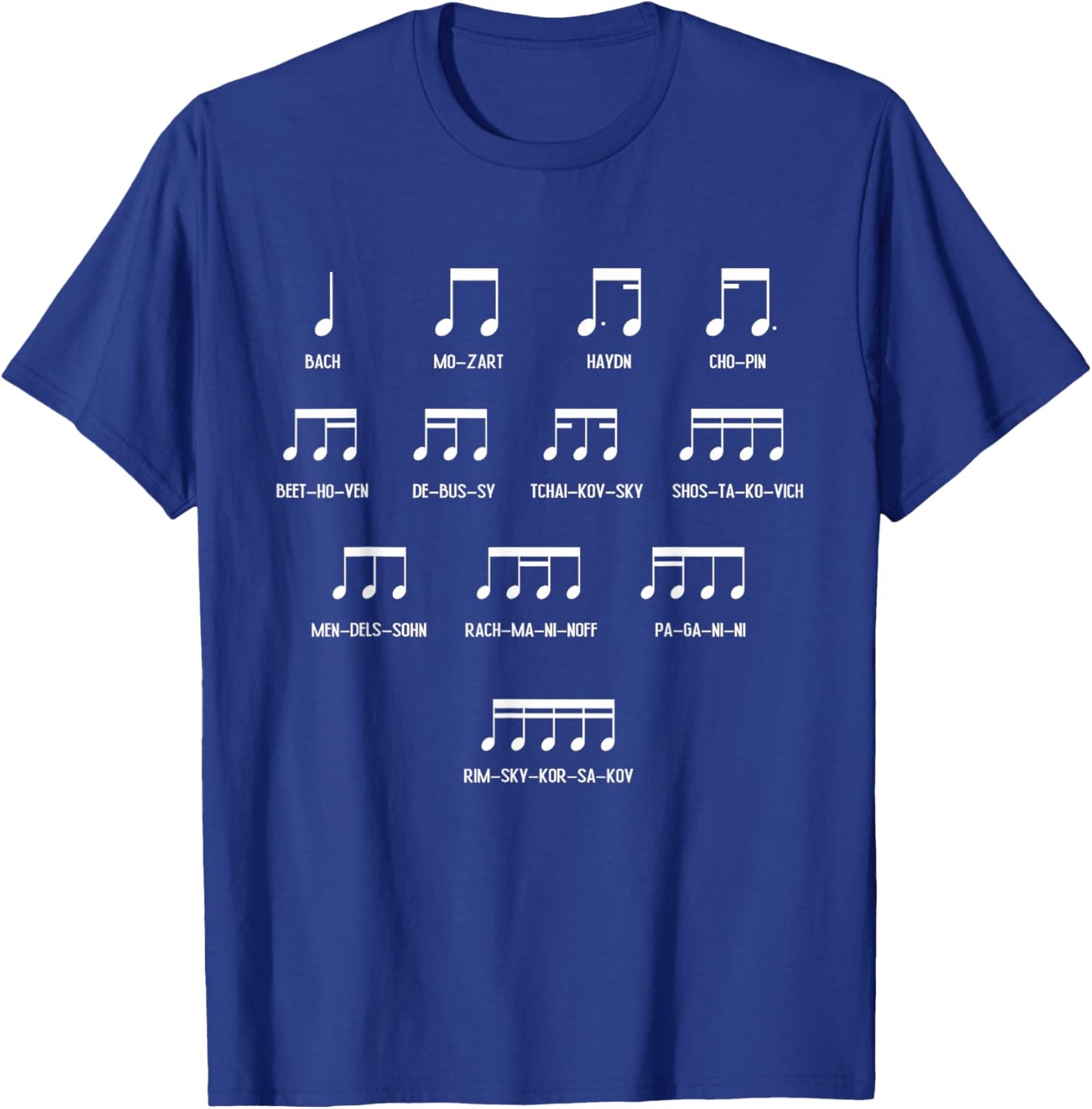 Composer Rhythm Music - Bach Mozart Beethoven Chopin T-Shirt - T-Shirt | Royal