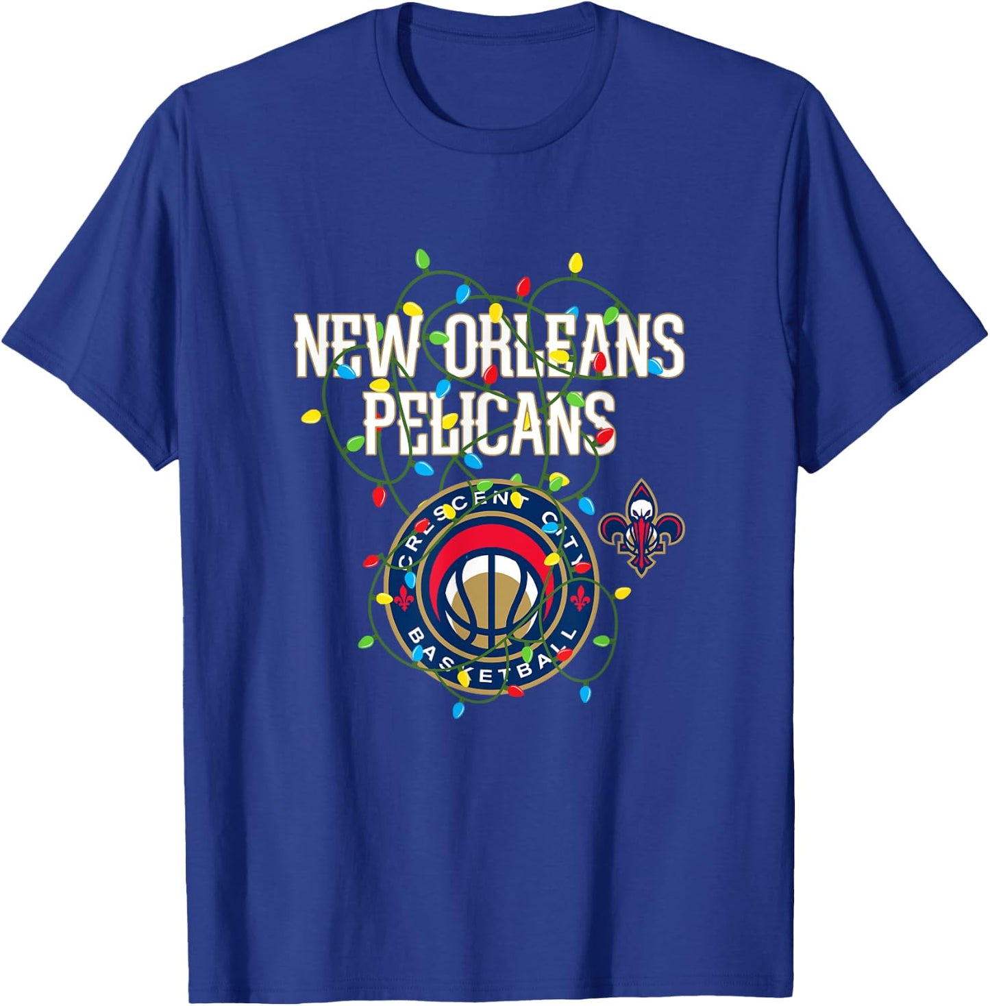 NBA New Orleans Pelicans Christmas Lights Holiday T-Shirt - T-Shirt | Royal